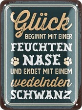 Retro Blechschild Hund feuchte