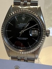Rolex Datejust  Edlstahl Herrenuhr36 mm - Ref:16030 Automatik, schwarzes Blatt