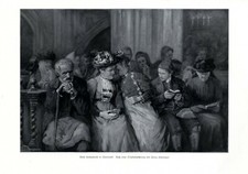 Beim Gottesdienst in der Steiermark XL Kunstdruck 1911 Kirche Österreich Tracht