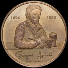 BERGBAU: Kupfer-Medaille 1994, FMF Freiberg. GEORGIUS AGRICOLA - 500. GEBURTSTAG