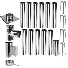 Bausatz Edelstahl Schornstein Kamin Sanierung einwandig Abgas Ofen Rohr Set EW4