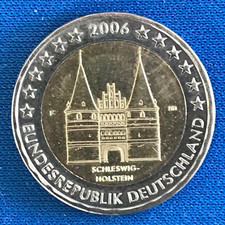Biete sechs 2 Euro Münzen Schleswig Holstein2006 A/J/ F Stempelglanz-prägefrisch