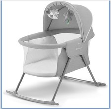 Kinderkraft Children's Travel Cot / Bassinet / Cradle / Baby Rocker Grey Wie Neu