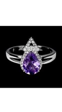 925 Sterling Silber Ring Birne Amethyst 10x7mm Natur Edelstein Schmuck