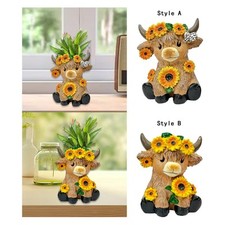 Cow Gnomes Vase Statue Statue