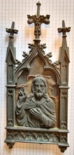 Flachrelief-Statue Wandrelief Bronze antik Jesus Reliquie Wandbild um 1850 Ikone