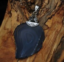 Anhänger 20 gr. Achat Scheibe silber 925 Schmuck Unikat blau Collier groß