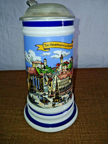 Bierkrug mit zinndeckel der - zinndeckel,