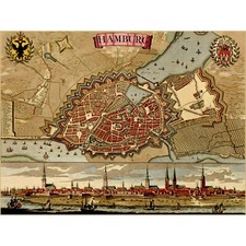 Karte alter Plan Stadt Hamburg