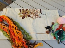 DDR Handarbeiten Leinendecke zum besticken, Set Tischdecke Wolle Alt Vintage 