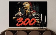 300 Leinwand Bild Farbig Dekoration Kunst Stil Spartaner Leonidas Legionär 