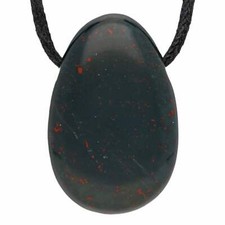 Heliotrop Tropfenanhänger mit Baumwollband gebohrt | Edelstein Schmuck