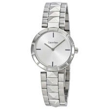 ca. 30mm swissmade CK Calvin Klein "Edge" 2-Zeiger Damenarmbanduhr Stahl/Stahl