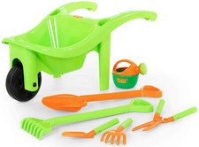 Polesie Schubkarren-Set 7-tlg mit Kinder Gartengeräten Rechen Schaufel Gießkanne