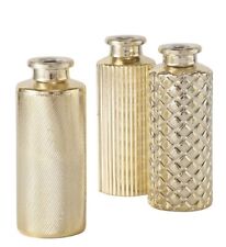 3er Set Vase gold farben 13,5cm Glasvase Hochzeitsdeko Tischdeko Blumenvasen