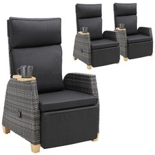 Rattansessel Verstellbar Gartenstuhl Polster Gartensessel Balkon Outdoor 150kg