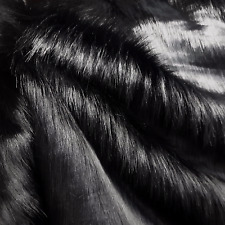 Webpelz Langhaar kuscheliges Kunstfell Stoff Fell Schwarz Deko Bekleidung