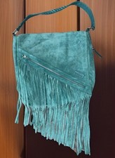 FREDsBRUDER Gürtel- Schultertasche in türkis Franzen