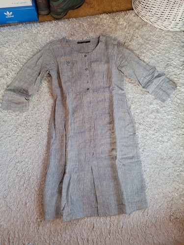 Graues leinenkleid mit - graues,