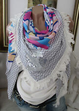 Neu XXL Halstuch Dreiecktuch Schal Stola Häkel Fransen Stern Ethno  Pailletten S