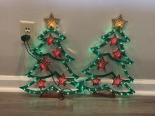 Pair Christmas Lighted Tree