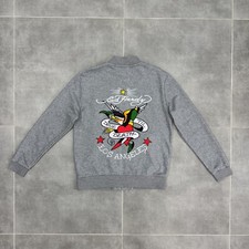 Ed Hardy Till Death Los Angeles Bomber Tracktop Full Zip Hoodie Jacke Gr. L