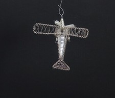 Gablonzer Christbaumschmuck - Flugzeug mit Flügel aus Draht  (# 13217)
