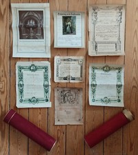 Konvolut 7 alte Urkunden verschiedene Anlässe ab 1877 inkl. 2 Urkundenrollen