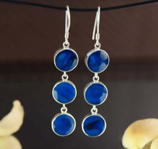 B09 Ohrring blauer Seeopal Abalone Muschel 3 Kreise Sterling Silber 925