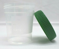 100x Urinbecher mit Schraubverschluss 120 ml grüner Deckel Beschriftungsfelder
