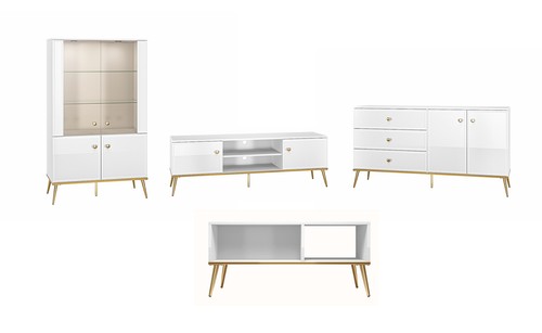 Wohnzimmer set goldin - goldin, 4tlg