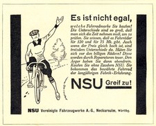 NSU Fahrrad Reklame von 1927