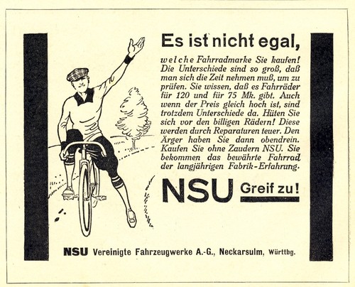Nsu fahrrad reklame von 1927 - nsu,