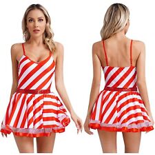 DE Damen Weihnachtskostüm Weihnachten Kleid Ärmellos Nikolaus Tutukleid Cosplay
