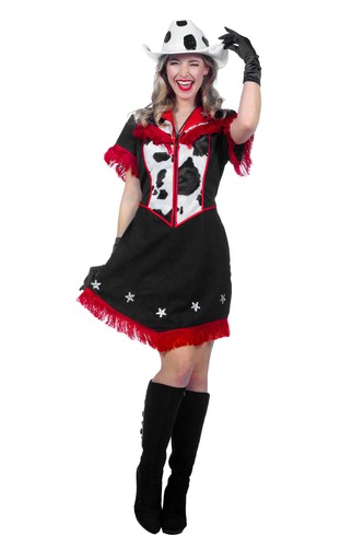 Western kleid mit kuhmuster - kleid,
