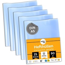 perfect line 25 Hefthüllen A5 genarbt PP Heftumschlag dokumentenecht Schulheft