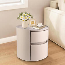 Nachttisch rund Nachtschrank Luxus Nachtkommode Schublade Beistellkommode Leder