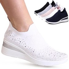 Damen Keil Sneaker Glitzer