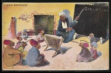 Künstler-AK Bakchiche ABC, Araber in der Schule vor einer Tafel sitzend 