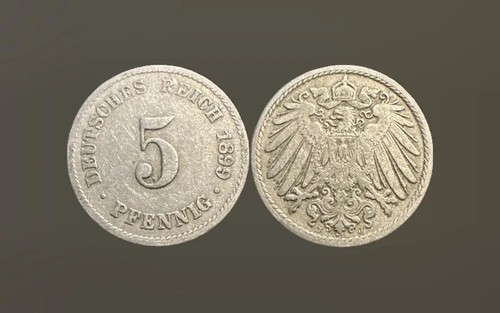 Deutsches reich pfennig 1899 - deutsches, 5