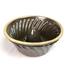 Große antike Gugelhupf Backform Kuchenform Keramik Steingut Salzglasur Ø 28 cm