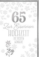 Eiserne Hochzeit Glückwunschkarte mit Briefumschlag 65 in silber groß
