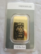 Heraeus Goldbarren 20g