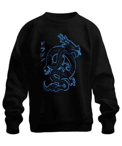 Japanischer drache neon blau - japanischer,