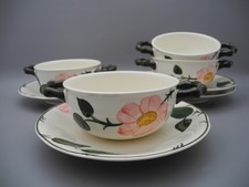 Villeroy & Boch 4 Suppentassen WILDROSE Blumendekor Untertassen