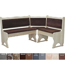 Eckbank Unbehandelt mit Polsterung MASSIVHOLZ GRAU, BRAUN, ÖKOLEDER - NEU