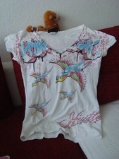 Hustler Hardcore Girlyshirt Damenshirt Sommershirt Gr. M Schwalben Tattooprint