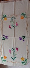 Tischdecke Gestickt Handarbeit 150x100 Floral Vintage Spitze Landhausstil
