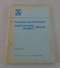 Erstazteilliste / Teilekatalog Sachs 50/2 MLC 50/ AMLC Mofa 25 Stand 05/1972