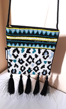 BIBA Umhängetasche Perlen Leoparden Design Quasten Messenger Pouch NEU